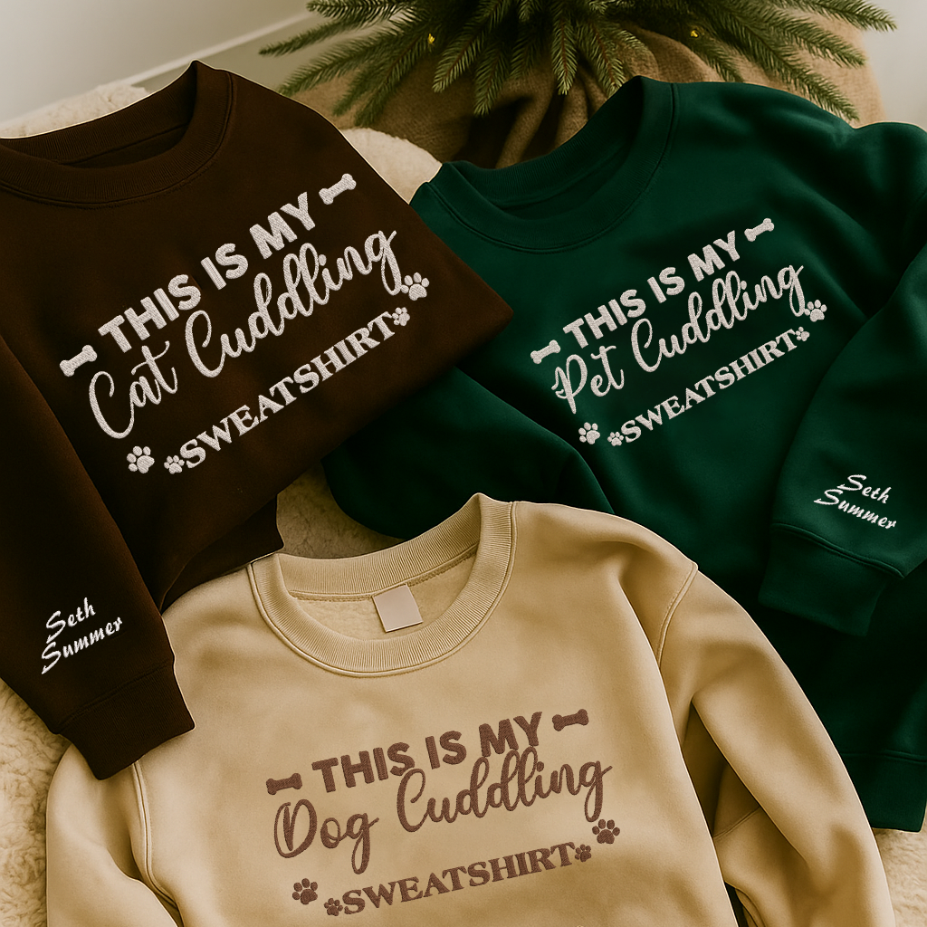 Personalized Embroidered This Is My Pet Cuddling Sweatshirt Hoodie