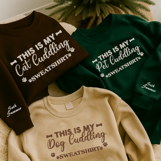 Personalized Embroidered This Is My Pet Cuddling Sweatshirt Hoodie