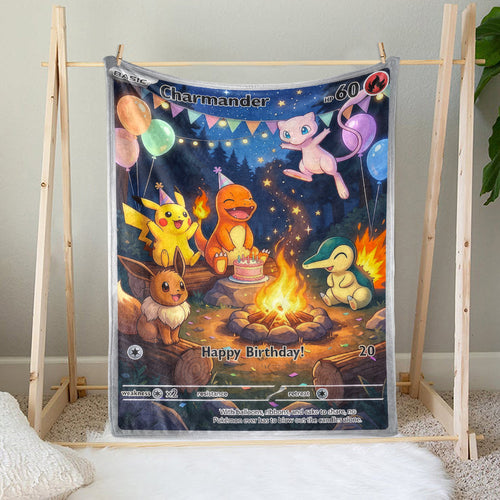 PKM Charmander Birthday Gift Custom Fleece Blanket