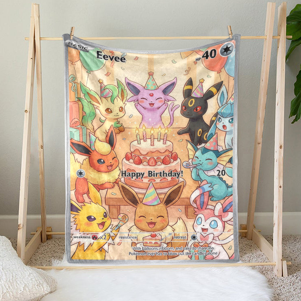 PKM Eevee Birthday Custom Fleece Blanket