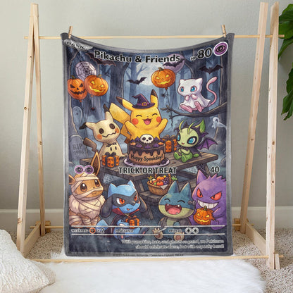 PKM Pikachu And Friends Trick Or Treat Custom Fleece Blanket