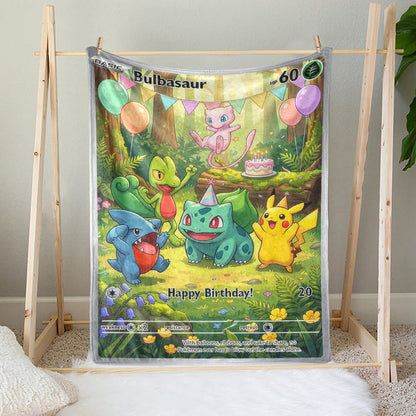 PKM Bulbasaur Birthday Gift Custom Fleece Blanket