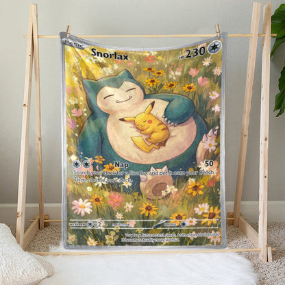 PKM Snorlax And Pikachu Custom Fleece Blanket