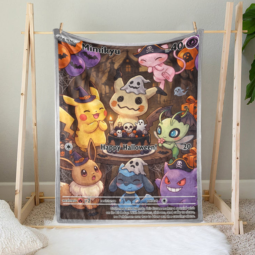PKM Mimukyu Happy Halloween Custom Fleece Blanket