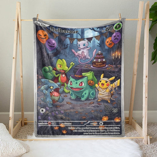 PKM Bulbasaur Happy Halloween Custom Fleece Blanket
