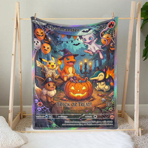 PKM Charmander Trick Or Treat Custom Fleece Blanket