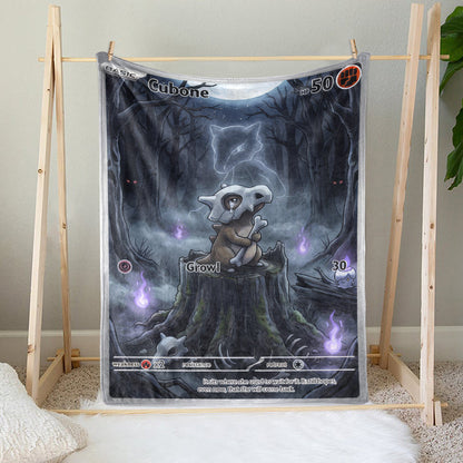 PKM Dark Cubone Custom Fleece Blanket