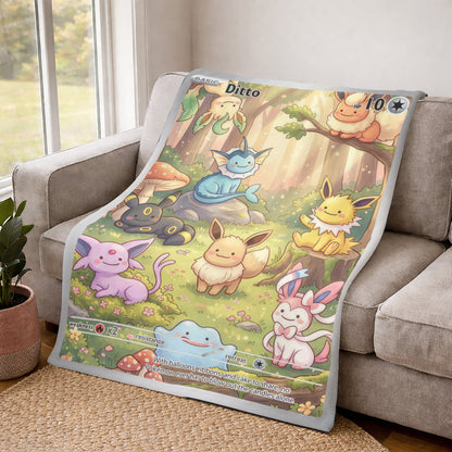PKM Ditto And Eevee Evolution Custom Fleece Blanket