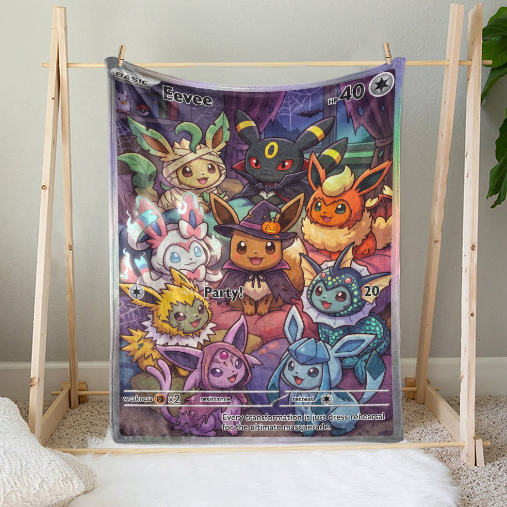 PKM Eevee Evolution Halloween Custom Fleece Blanket
