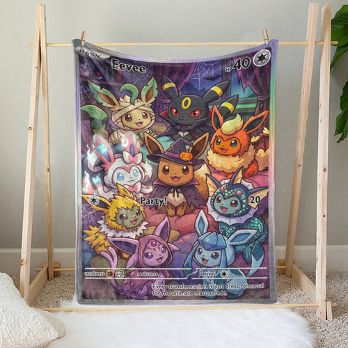 PKM Eevee Evolution Halloween Custom Fleece Blanket