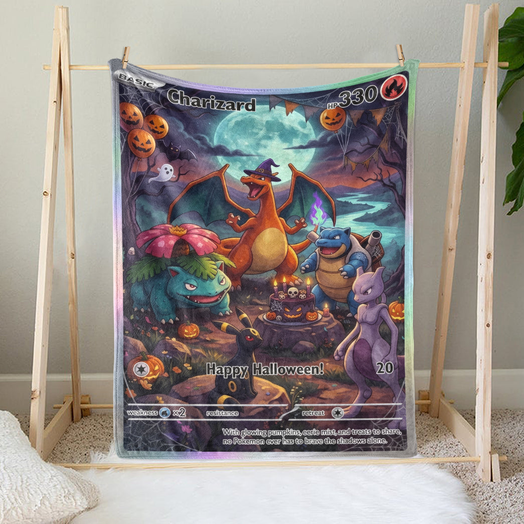 PKM Charizard Happy Halloween Custom Fleece Blanket
