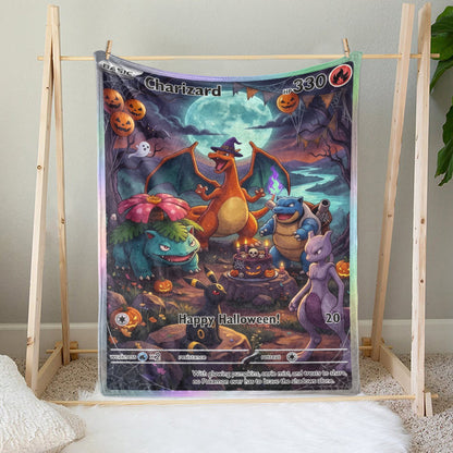 PKM Charizard Happy Halloween Custom Fleece Blanket