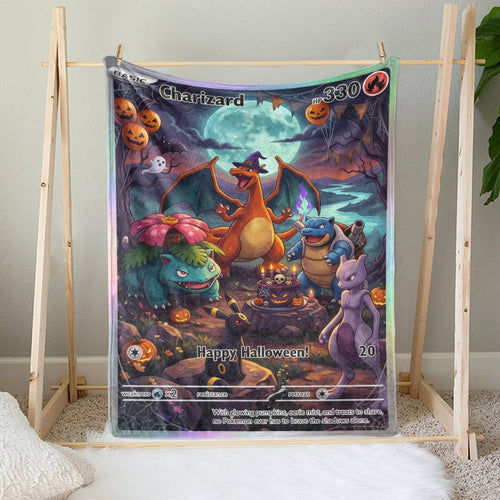 PKM Charizard Happy Halloween Custom Fleece Blanket
