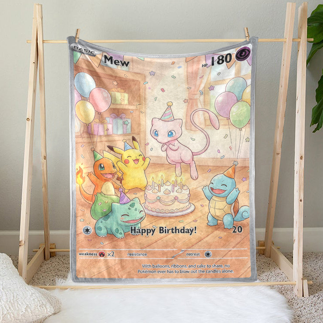 PKM Mew Birthday Gift Custom Fleece Blanket