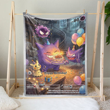 PKM Gengar Birthday Gift Custom Fleece Blanket