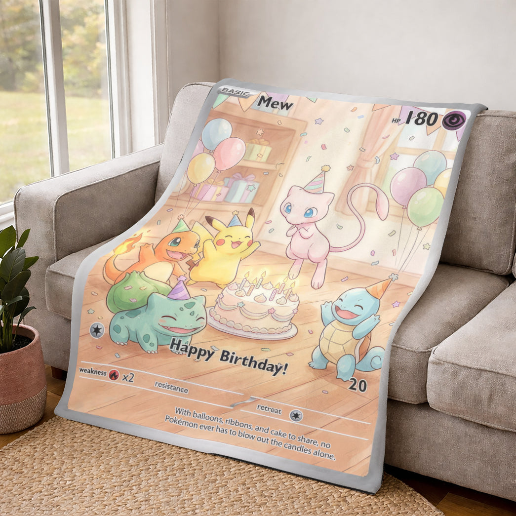 PKM Mew Birthday Gift Custom Fleece Blanket