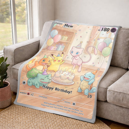 PKM Mew Birthday Gift Custom Fleece Blanket