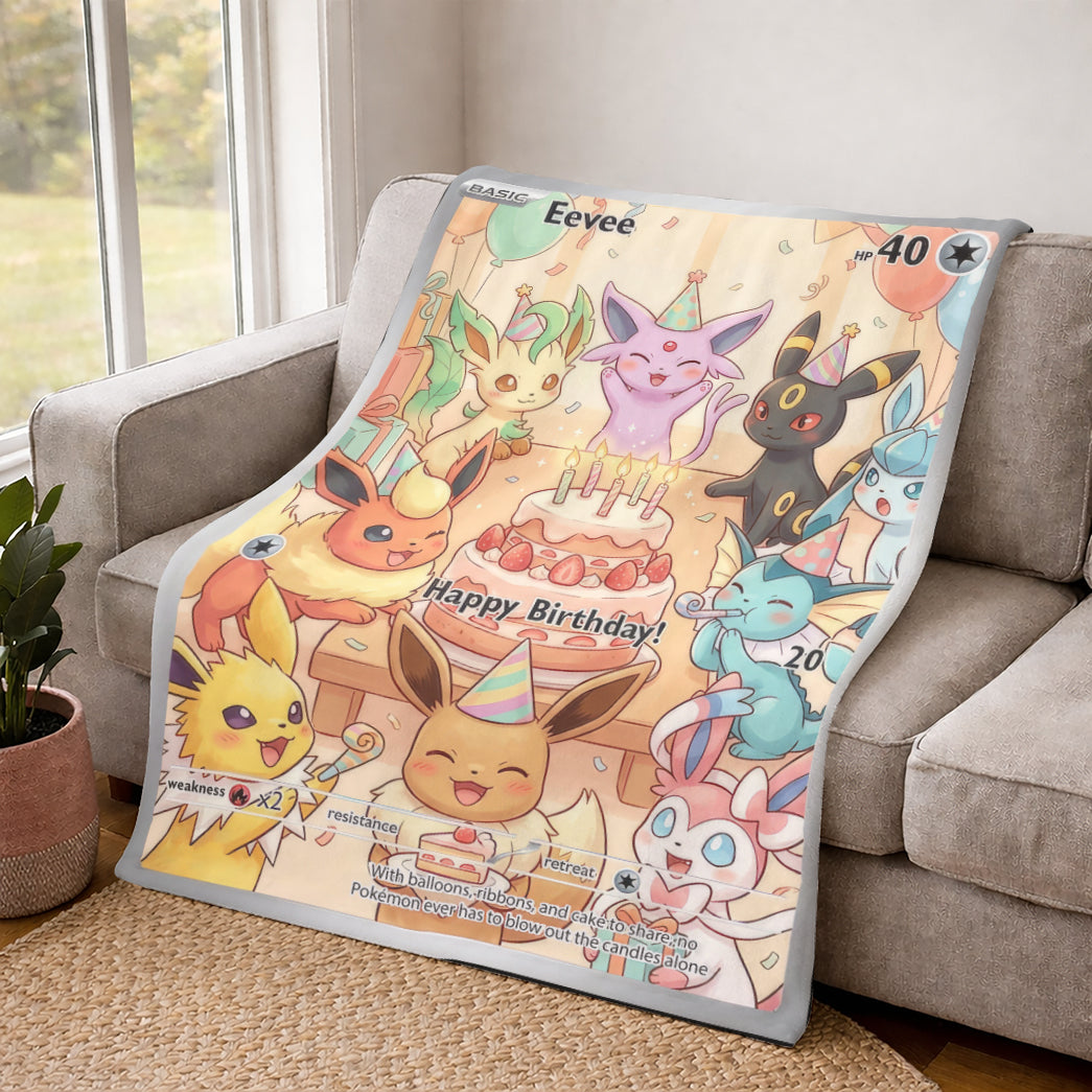 PKM Eevee Birthday Custom Fleece Blanket