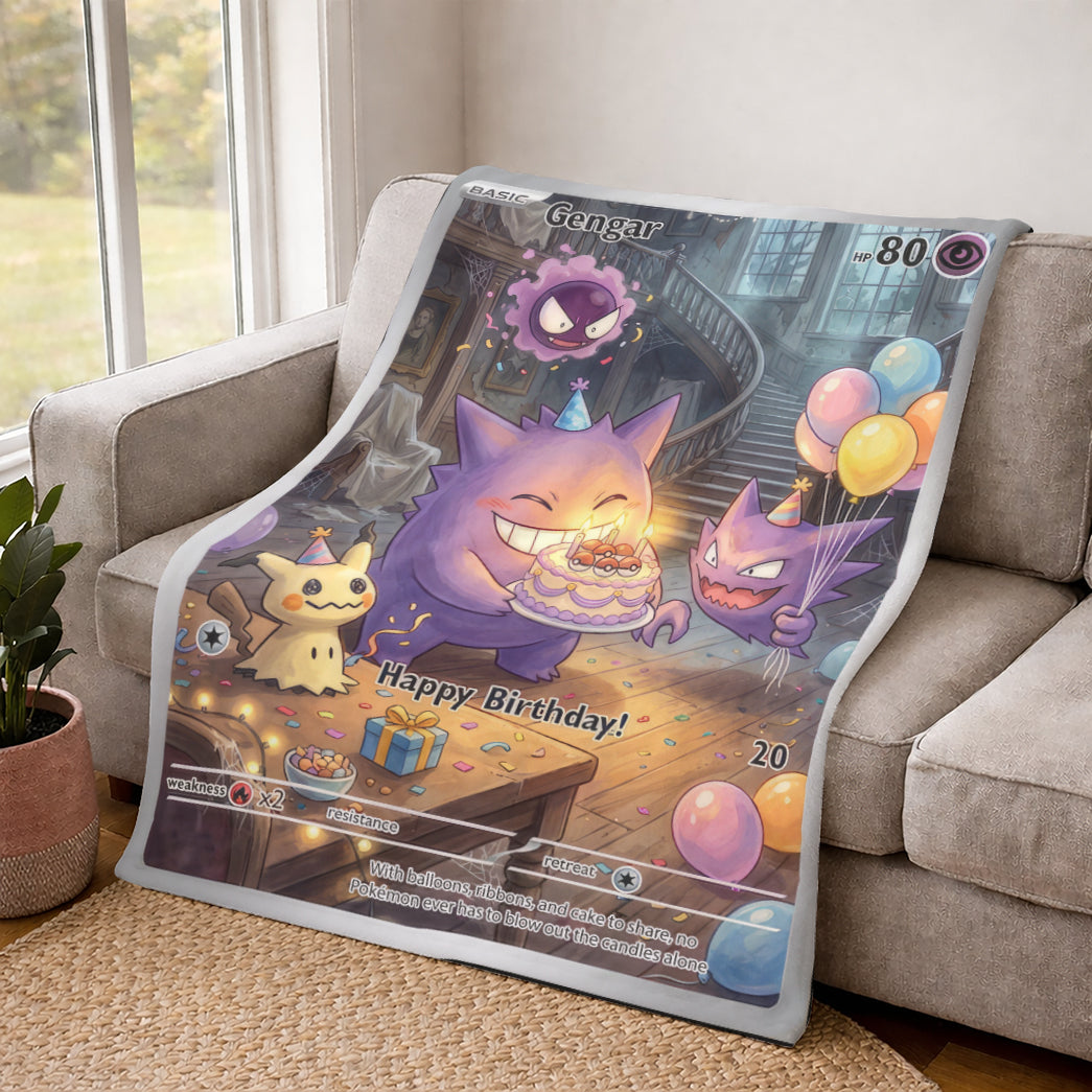 PKM Gengar Birthday Gift Custom Fleece Blanket