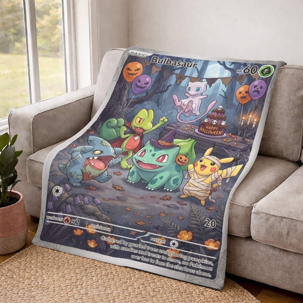 PKM Bulbasaur Happy Halloween Custom Fleece Blanket