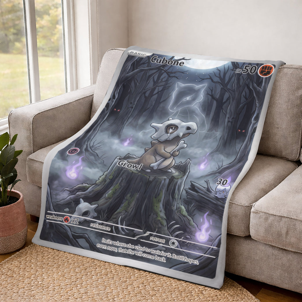 PKM Dark Cubone Custom Fleece Blanket