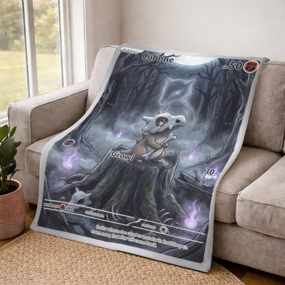 PKM Dark Cubone Custom Fleece Blanket