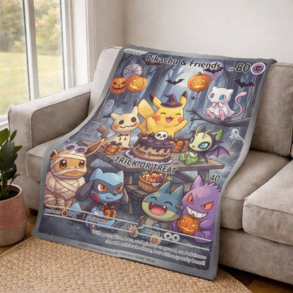 PKM Pikachu And Friends Trick Or Treat Custom Fleece Blanket