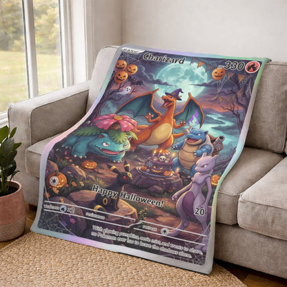 PKM Charizard Happy Halloween Custom Fleece Blanket