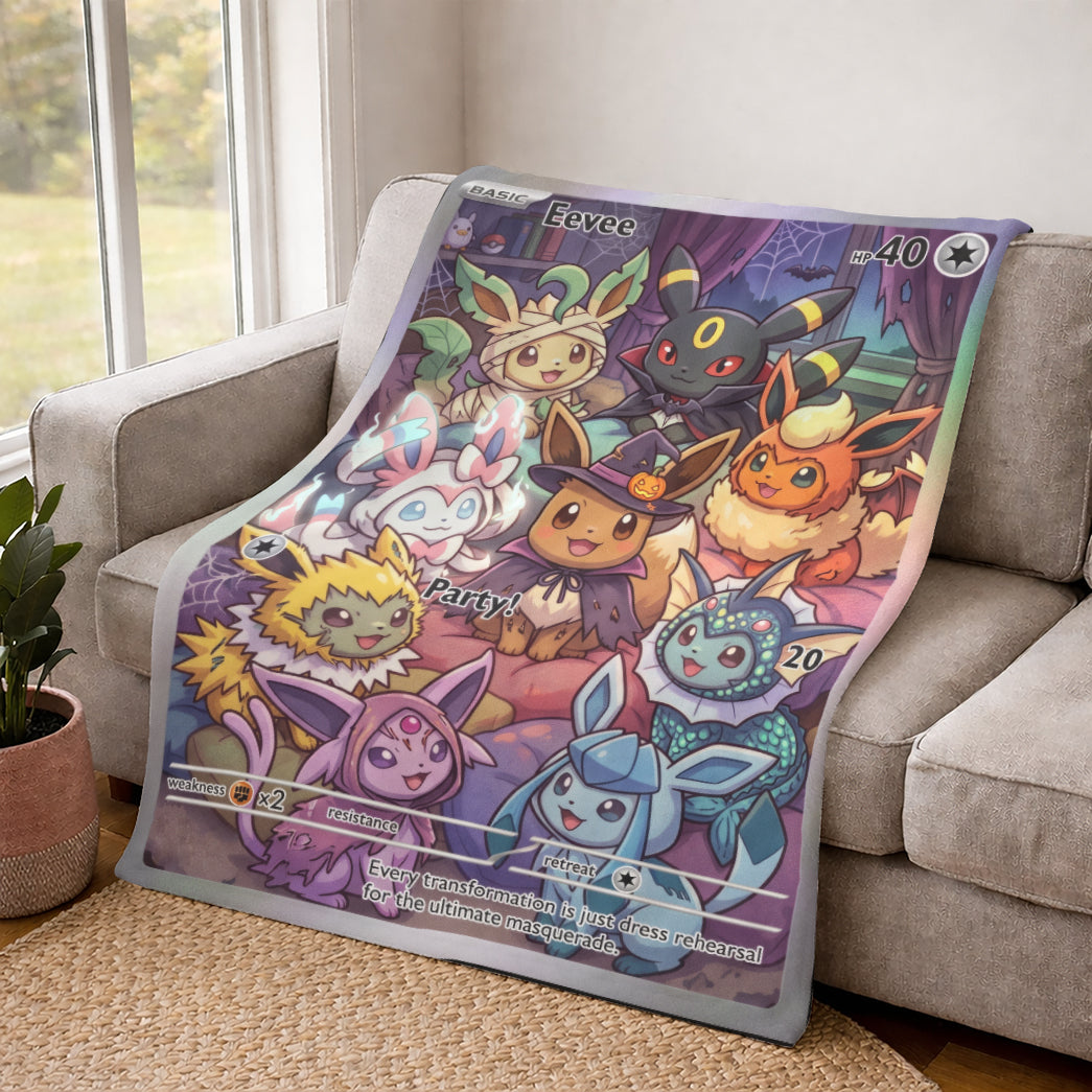 PKM Eevee Evolution Halloween Custom Fleece Blanket