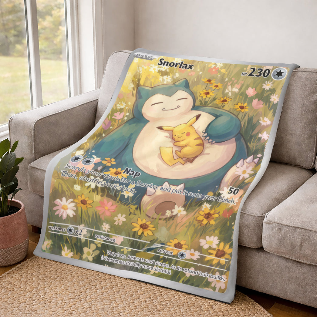 PKM Snorlax And Pikachu Custom Fleece Blanket
