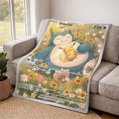 PKM Snorlax And Pikachu Custom Fleece Blanket