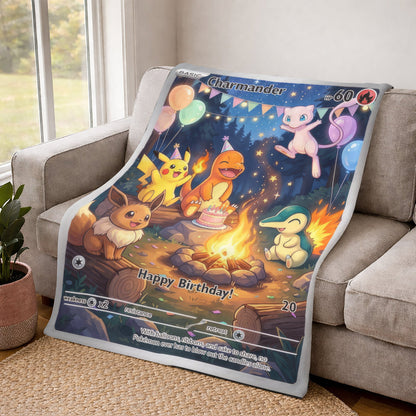 PKM Charmander Birthday Gift Custom Fleece Blanket