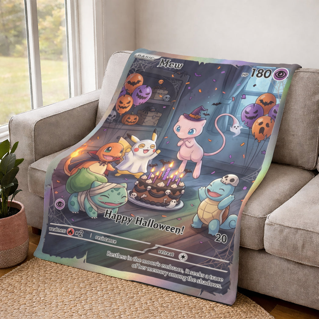 PKM Mew Happy Halloween Custom Fleece Blanket