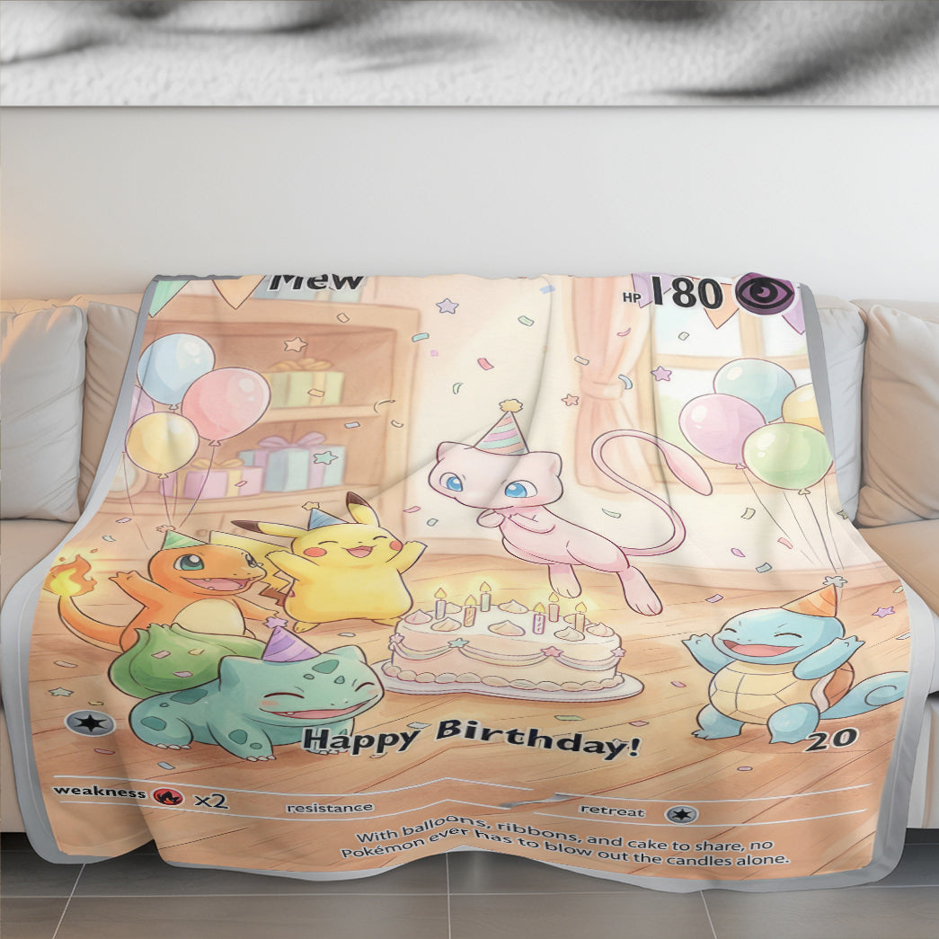 PKM Mew Birthday Gift Custom Fleece Blanket