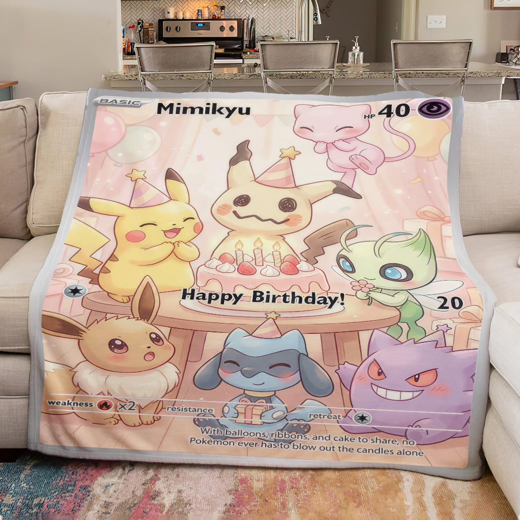 PKM Mimikyu Birthday Gift Custom Fleece Blanket