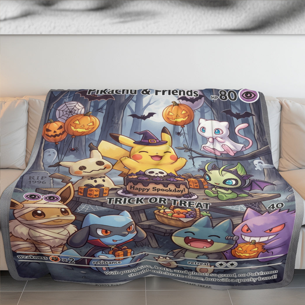 PKM Pikachu And Friends Trick Or Treat Custom Fleece Blanket