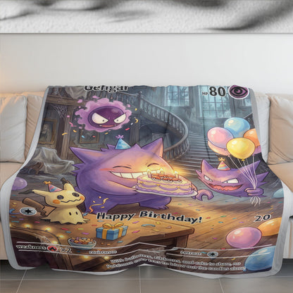 PKM Gengar Birthday Gift Custom Fleece Blanket