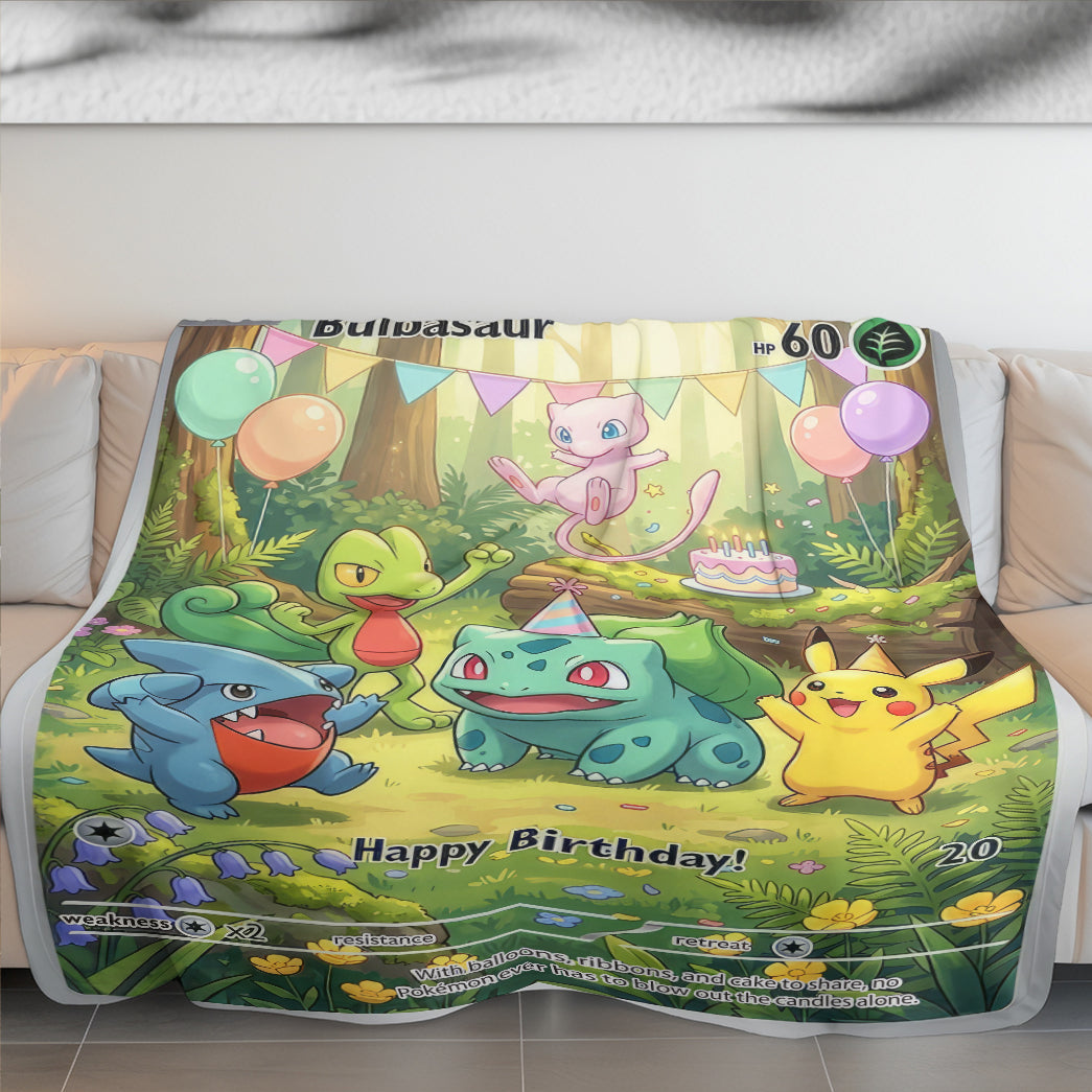 PKM Bulbasaur Birthday Gift Custom Fleece Blanket