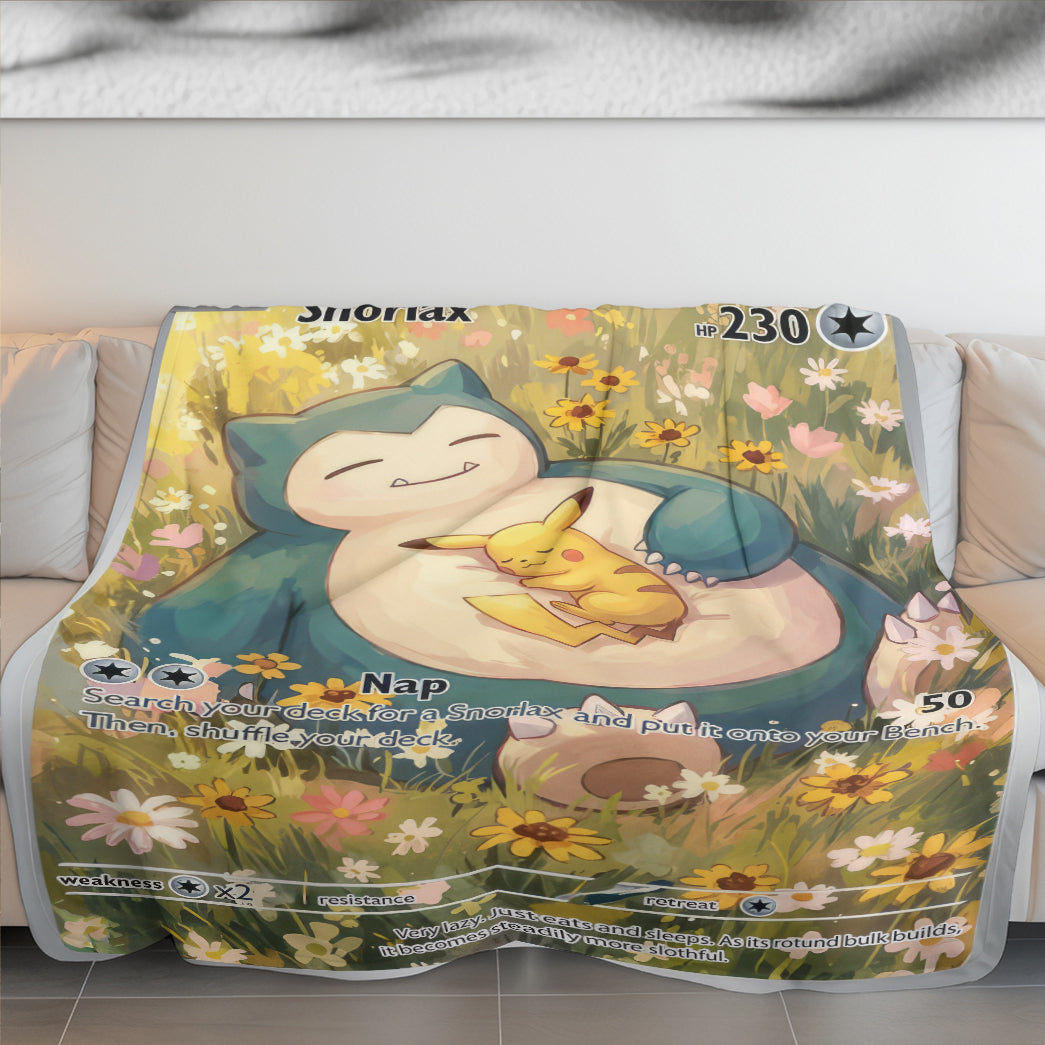 PKM Snorlax And Pikachu Custom Fleece Blanket