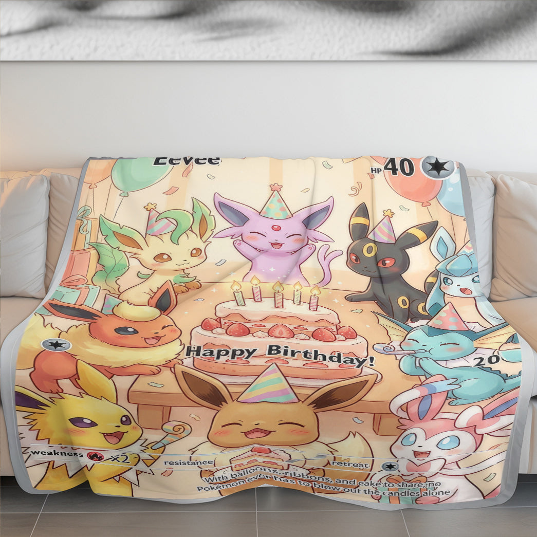 PKM Eevee Birthday Custom Fleece Blanket