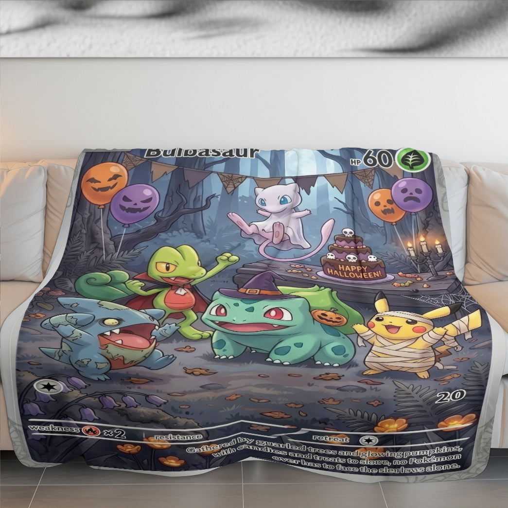 PKM Bulbasaur Happy Halloween Custom Fleece Blanket