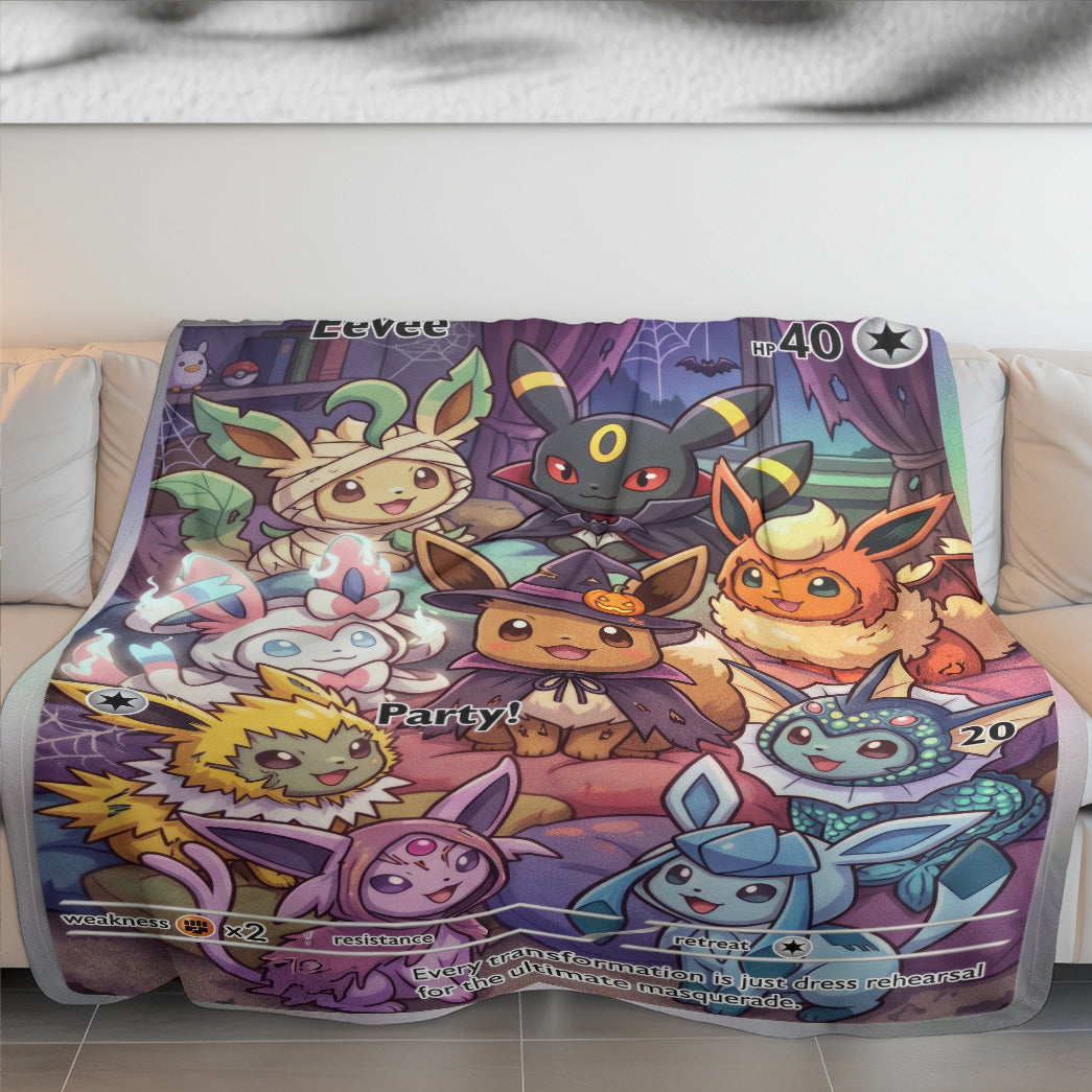 PKM Eevee Evolution Halloween Custom Fleece Blanket