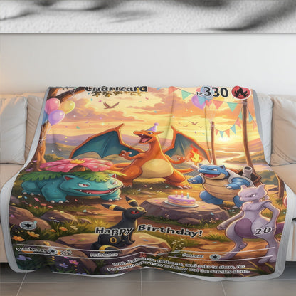 PKM Charizard Birthday Gift Custom Fleece Blanket