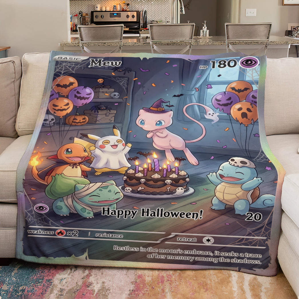 PKM Mew Happy Halloween Custom Fleece Blanket