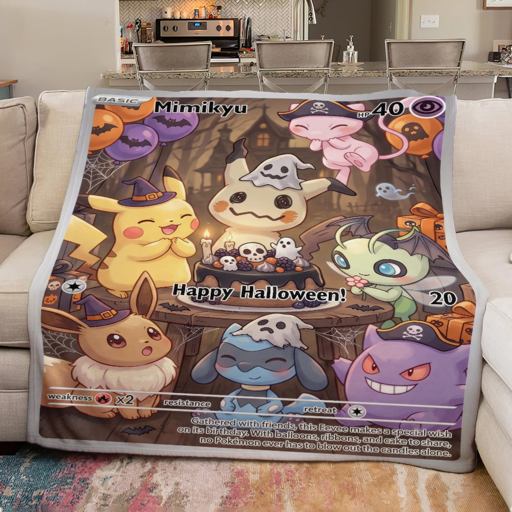 PKM Mimukyu Happy Halloween Custom Fleece Blanket