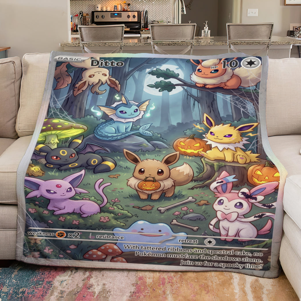 PKM Ditto And Eevee Evolution Custom Fleece Blanket