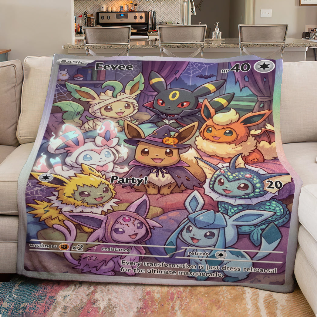 PKM Eevee Evolution Halloween Custom Fleece Blanket