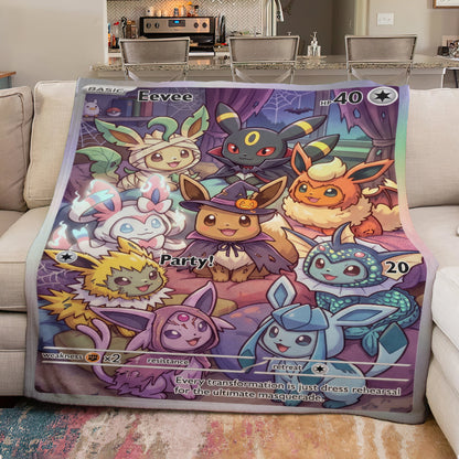 PKM Eevee Evolution Halloween Custom Fleece Blanket