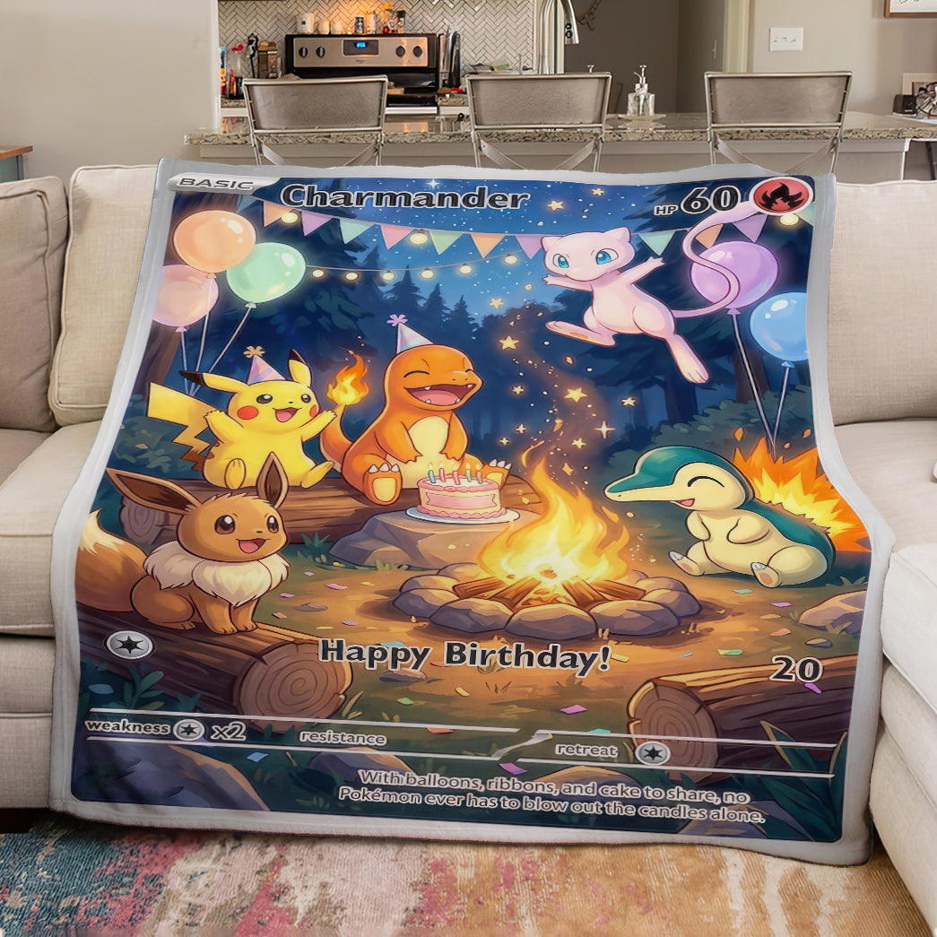 PKM Charmander Birthday Gift Custom Fleece Blanket