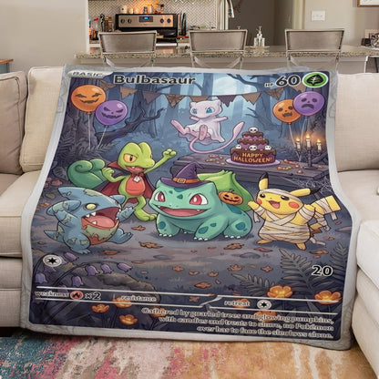 PKM Bulbasaur Happy Halloween Custom Fleece Blanket